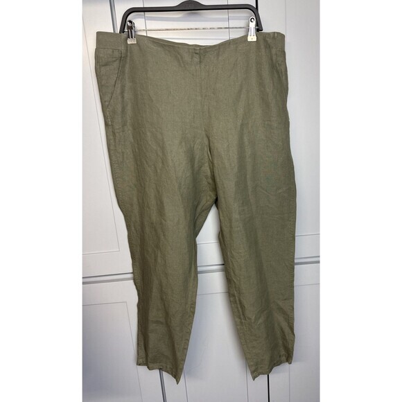 J Jill Love Linen Ankle XL Lightweight Pull On Pants in Olive Green Pockets - Picture 1 of 6